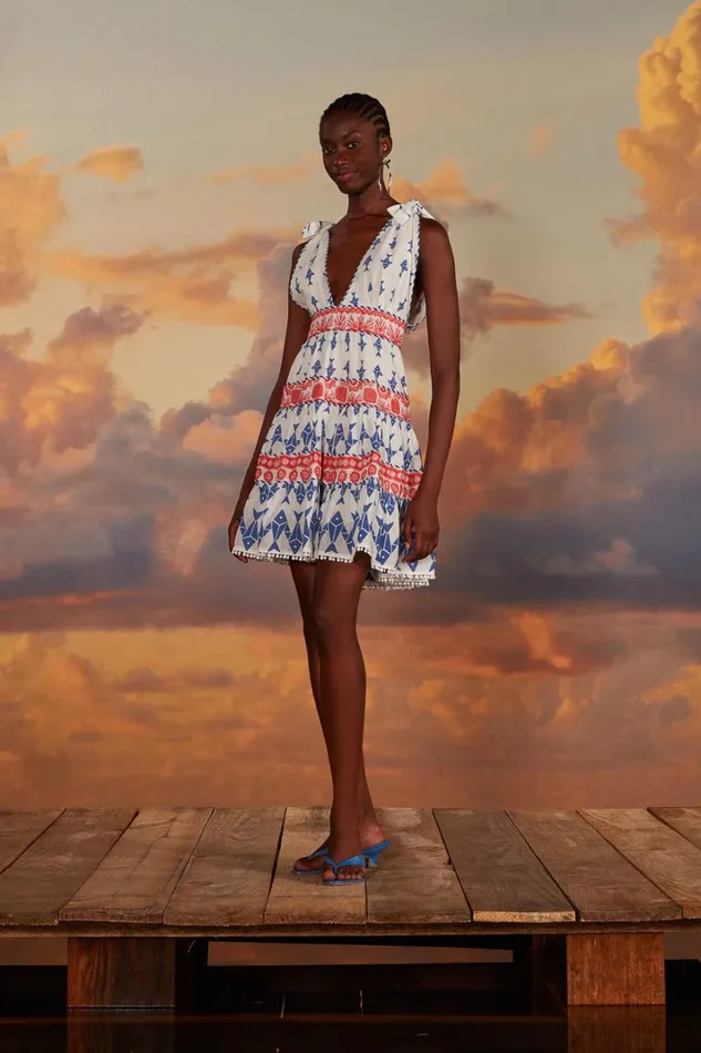 Women Mini Dresses Farm Rio OffWhite Graphic Fishes Mini Dress