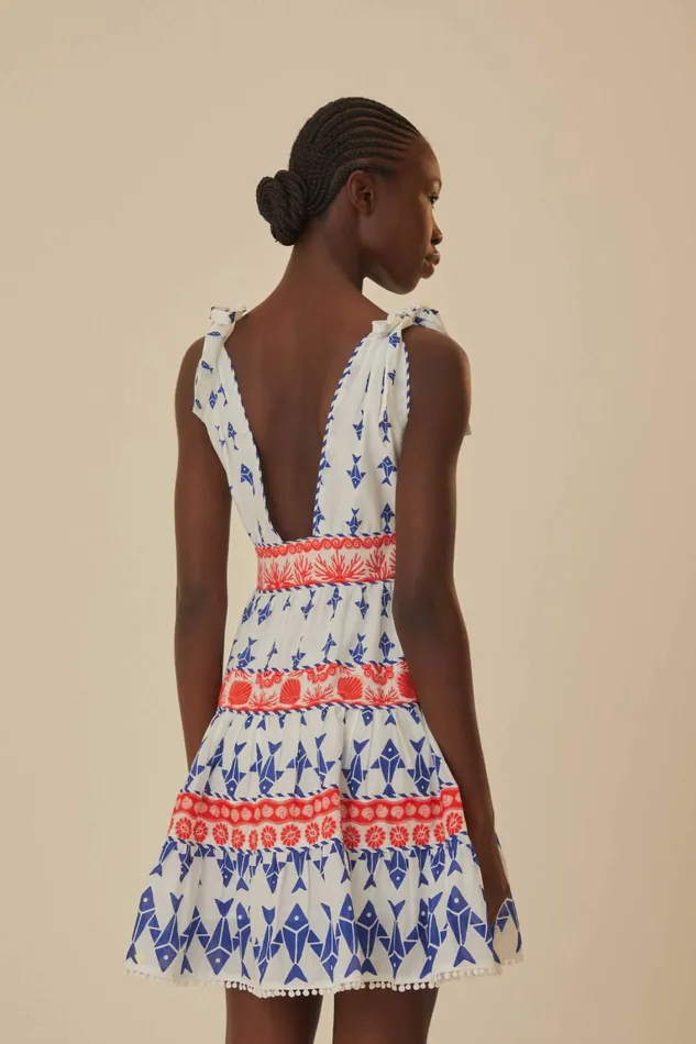 Women Mini Dresses Farm Rio OffWhite Graphic Fishes Mini Dress