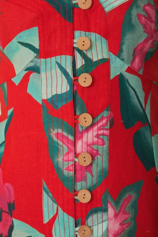 Women Mini Dresses Farm Rio Red Summer Foliage Mini Dress