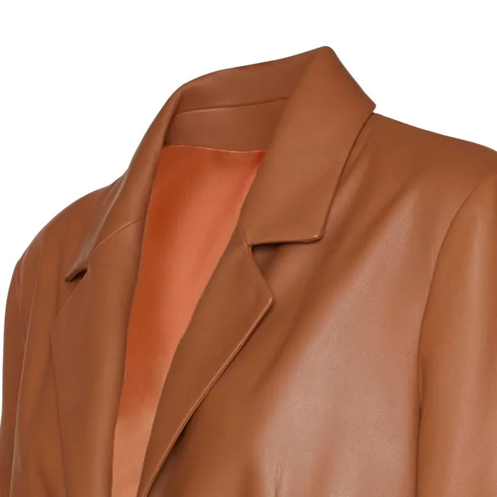 Women Nappa Leather Blazer With Contrasting Edging Tan Fratelli Rossetti View All Women Nappa Leather Blazer With Contrasting Edging Tan Fratelli Rossetti View All