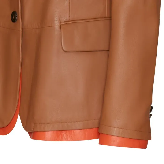Women Nappa Leather Blazer With Contrasting Edging Tan Fratelli Rossetti View All Women Nappa Leather Blazer With Contrasting Edging Tan Fratelli Rossetti View All
