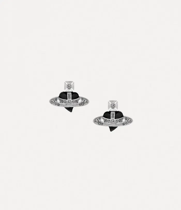 Women New Diamante Heart Earrings Platinumblackdiamondcrystalblack Vivienne Westwood Classic Styles Women New Diamante Heart Earrings Platinumblackdiamondcrystalblack Vivienne Westwood Classic Styles