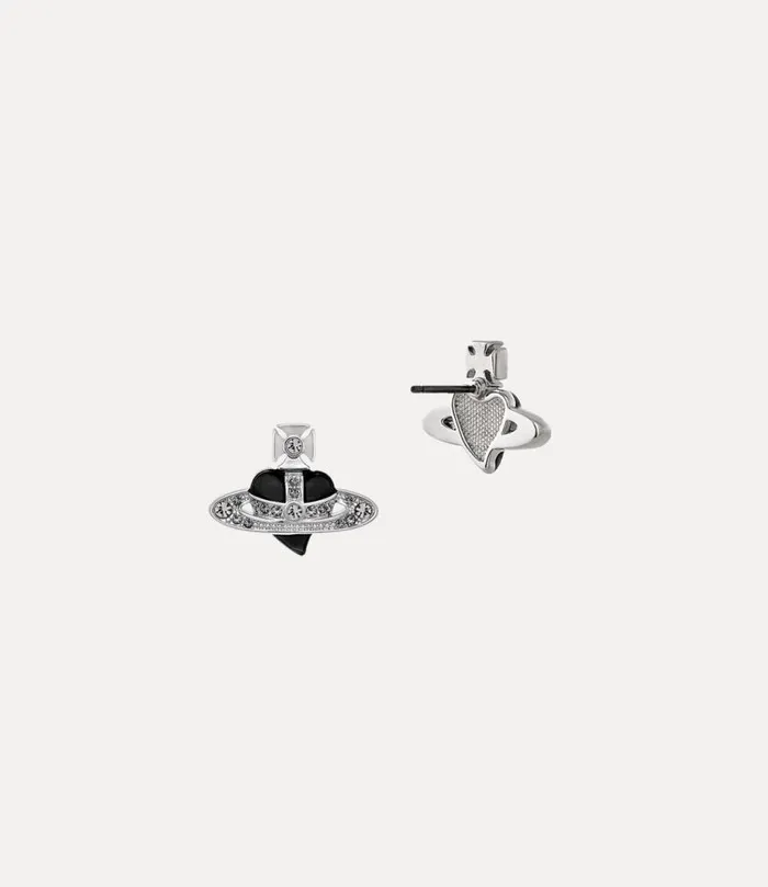 Women New Diamante Heart Earrings Platinumblackdiamondcrystalblack Vivienne Westwood Classic Styles Women New Diamante Heart Earrings Platinumblackdiamondcrystalblack Vivienne Westwood Classic Styles