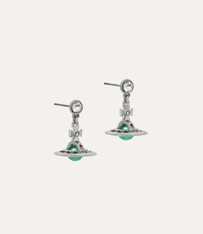 Women New Petite Orb Earrings Platinummintgreenczemeraldsiammontana Vivienne Westwood Earrings