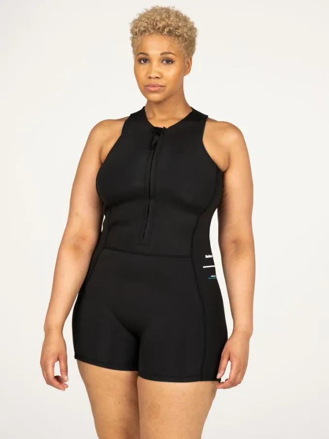 Women Nieuwland 2e Yulex Sleeveless Shorty Wetsuit Black Finisterre Swimwear and Bikinis