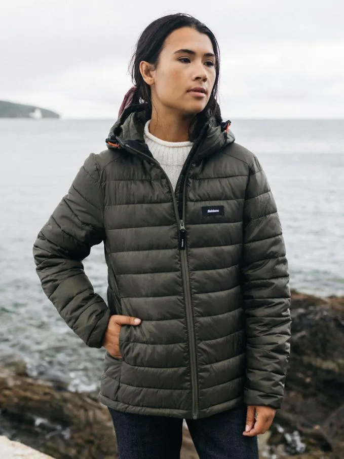 Women Nimbus Hooded Jacket Dark Olive Finisterre Jackets Coats and Gilets