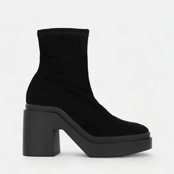 Women NINA Suede Stretch Black Clergerie Ankle Boots
