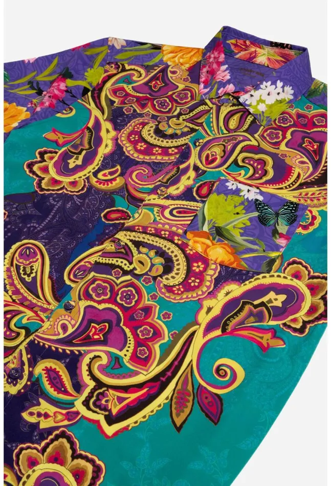 Women Paisley Heart Mens Coverup Shirt Paisley Heart Johnny Was Swim and Resort