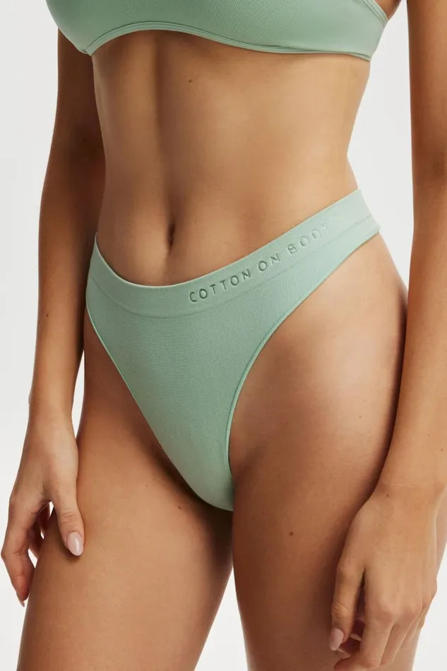 Women Panties Cotton On Seamless High Cut G String Brief Washed Mint Women Panties Cotton On Seamless High Cut G String Brief Washed Mint