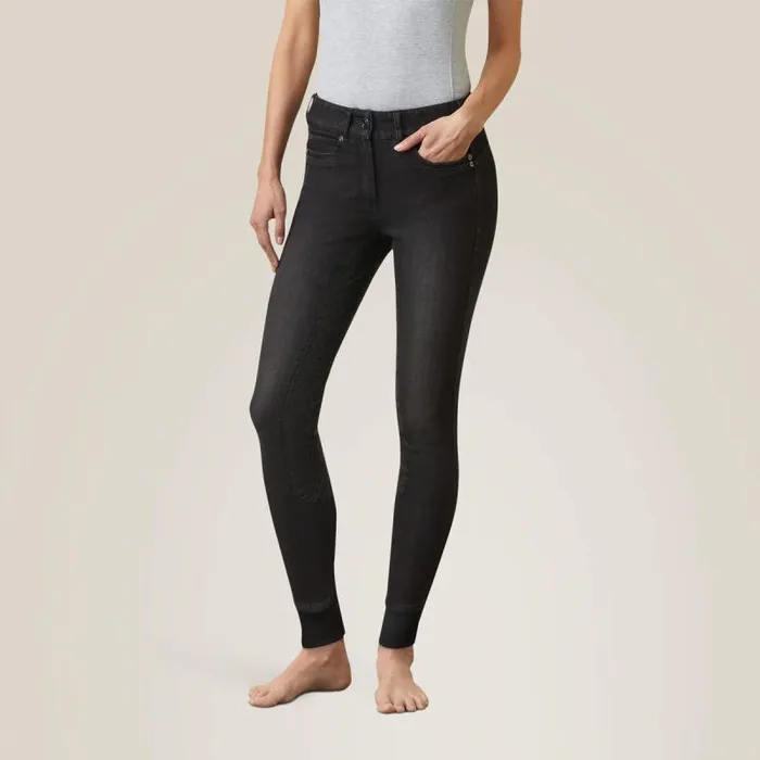 Women Pants and Shorts Ariat Halo B Denim Full Seat Breech Black Rinse