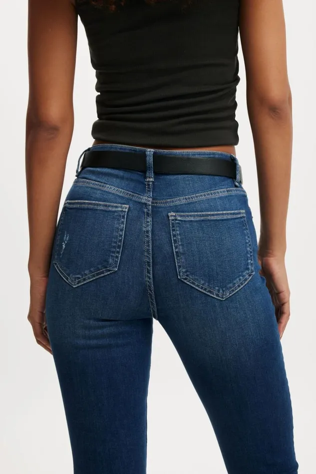 Women Pants Cotton On High Rise Skinny Jean Texas Blue Worn Women Pants Cotton On High Rise Skinny Jean Texas Blue Worn