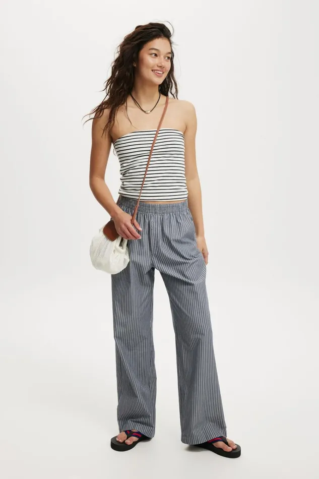 Women Pants Cotton On Noah Pant Kylie Stripe Blue Slate