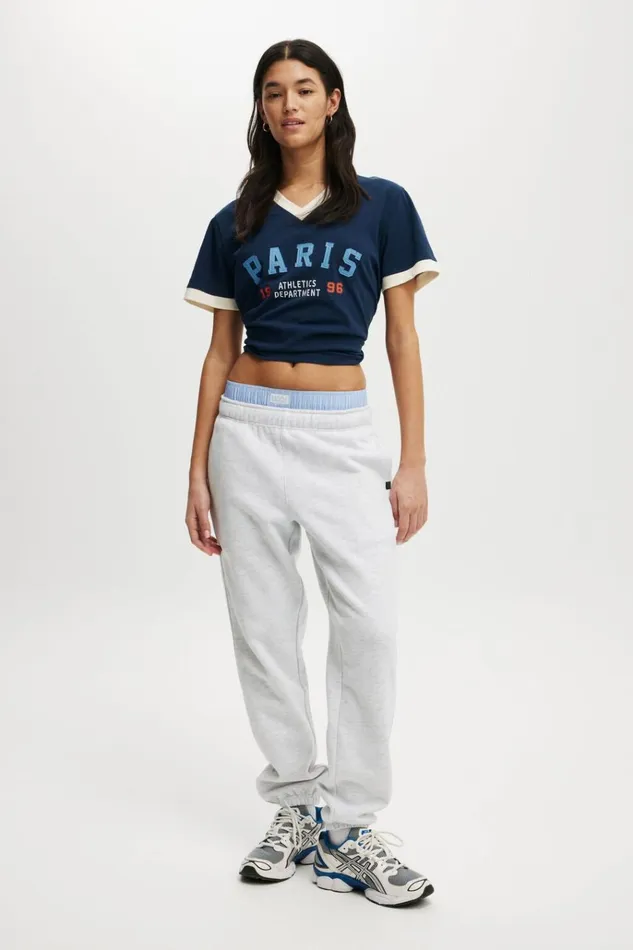 Women Pants Cotton On Plush Essential Gym Sweatpant Core Cloudy Grey Marle