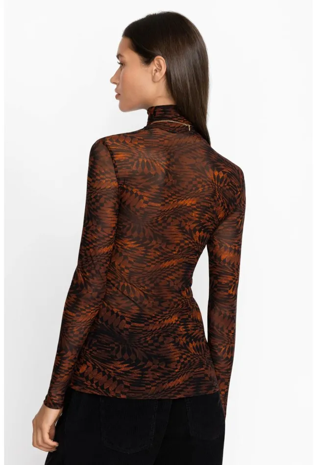 Women Rebecca Mesh Mock Neck Long Sleeve Tee Multi Johnny Was Tops