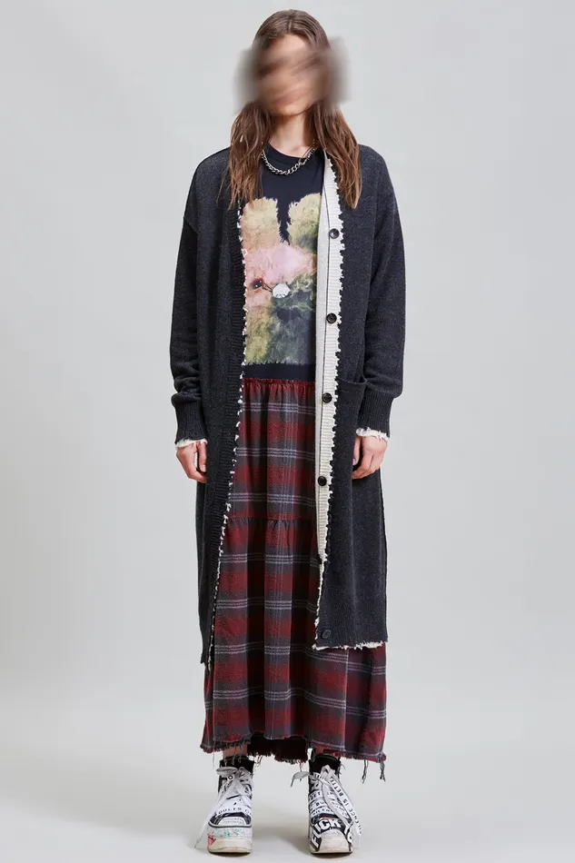 Women Reversible Long Cardigan Sweaters R13