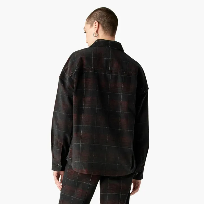 Womens Alma Corduroy Shirt Dark Corduroy Plaid Dark Corduroy Plaid ckd Women Dickies Button Up