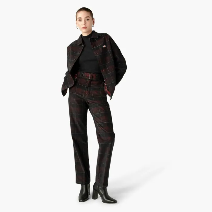 Womens Alma Corduroy Shirt Dark Corduroy Plaid Dark Corduroy Plaid ckd Women Dickies Button Up