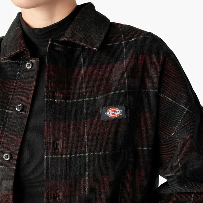 Womens Alma Corduroy Shirt Dark Corduroy Plaid Dark Corduroy Plaid ckd Women Dickies Button Up
