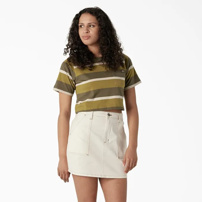 Womens Striped Cropped TShirt MossMilitary Green Stripe Mossmilitary Green Stripe mms Women Dickies TShirts Womens Striped Cropped TShirt MossMilitary Green Stripe Mossmilitary Green Stripe mms Women Dickies TShirts