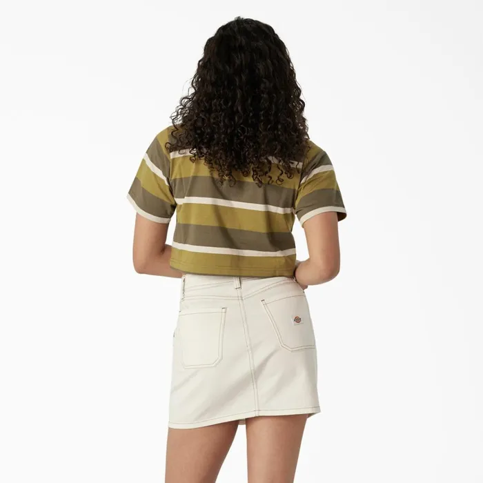 Womens Striped Cropped TShirt MossMilitary Green Stripe Mossmilitary Green Stripe mms Women Dickies TShirts