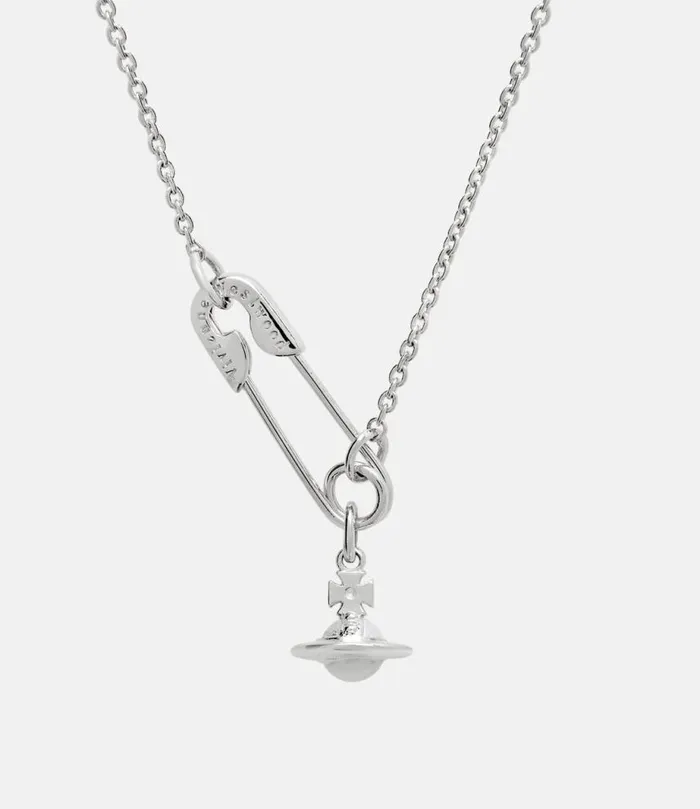 Women Safety Pin Pendant Necklace Platinum Vivienne Westwood Necklaces