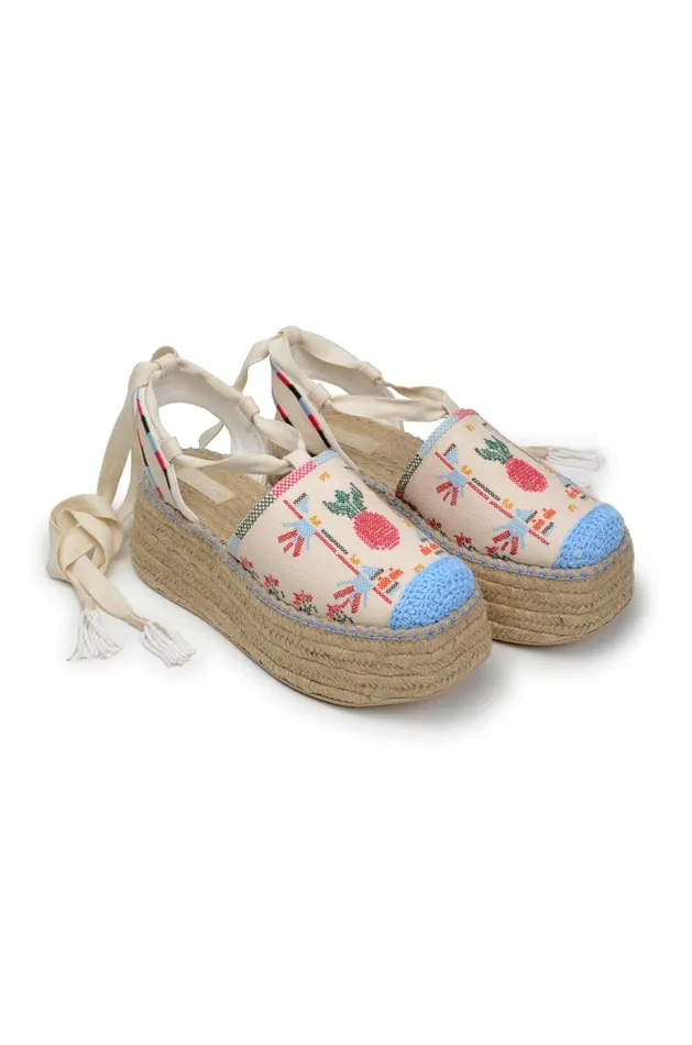 Women Sandals Farm Rio Off White Paradise Espadrille Platform Sandal