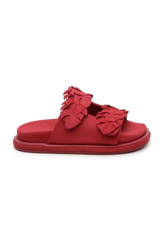 Women Sandals Farm Rio Red Mini Monstera Anatomic Slide Sandal