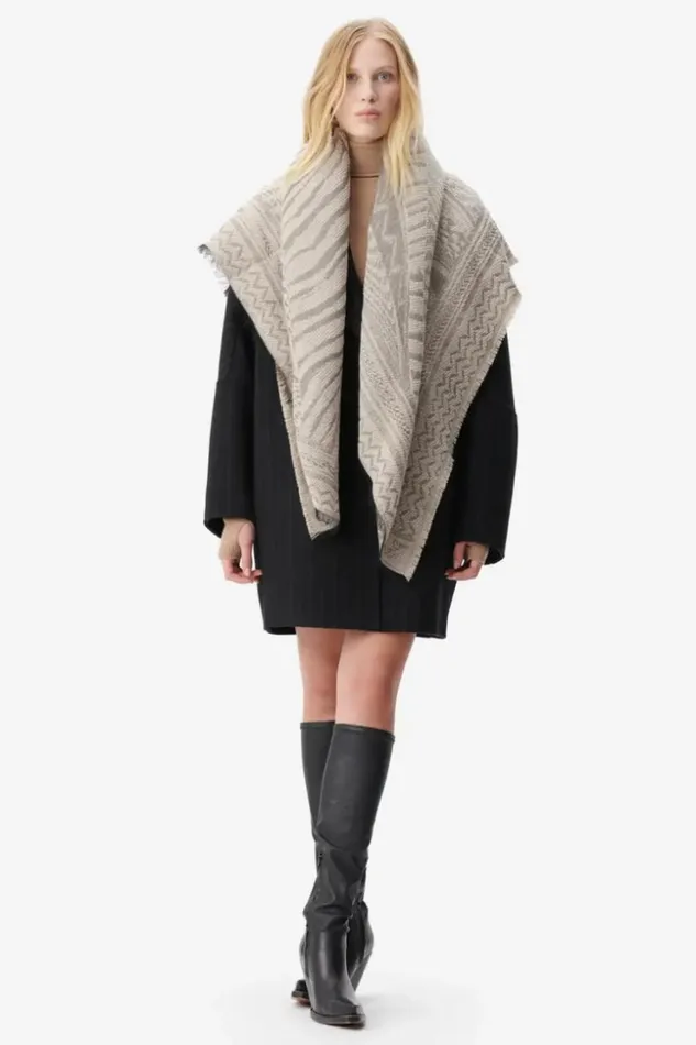 Women Scarfs and Triangles Lala Berlin Scarf Anais Wool Mix Zebra Desert