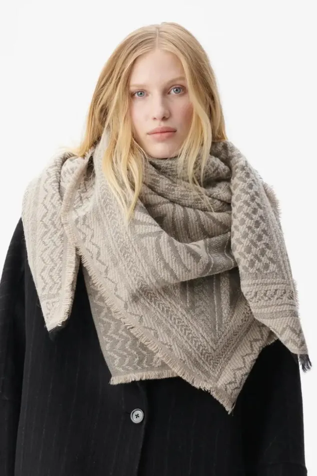 Women Scarfs and Triangles Lala Berlin Scarf Anais Wool Mix Zebra Desert
