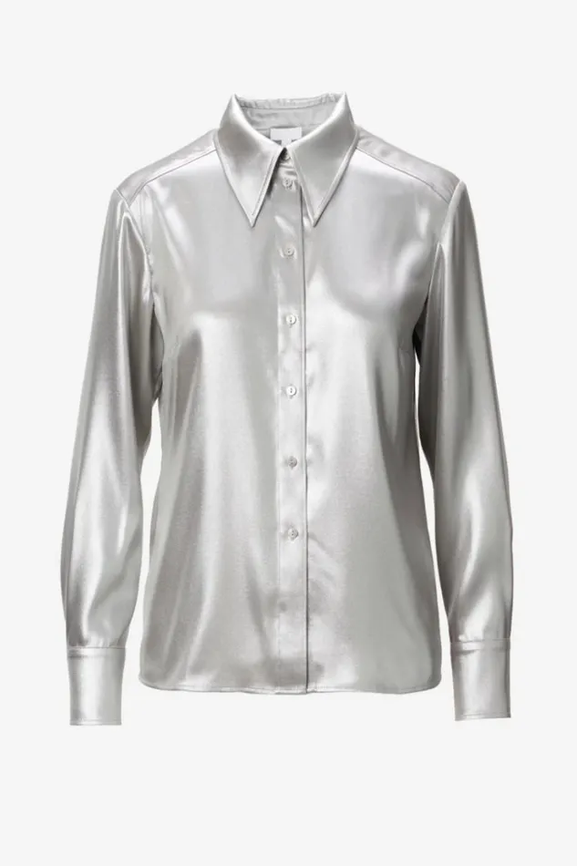 Women Shirts and Blouses Lala Berlin Blouse Bemara 8211 Polyester 8211 Silver Women Shirts and Blouses Lala Berlin Blouse Bemara 8211 Polyester 8211 Silver