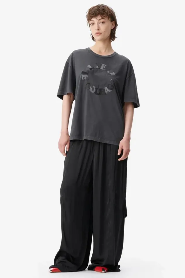 Women Shirts and Blouses Lala Berlin TShirt Celia Cotton Encourage Antracite