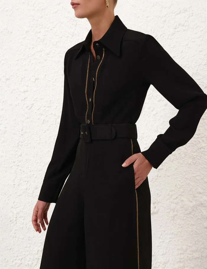Women Shorts and Pants Zimmermann Belted Chain Pant Black