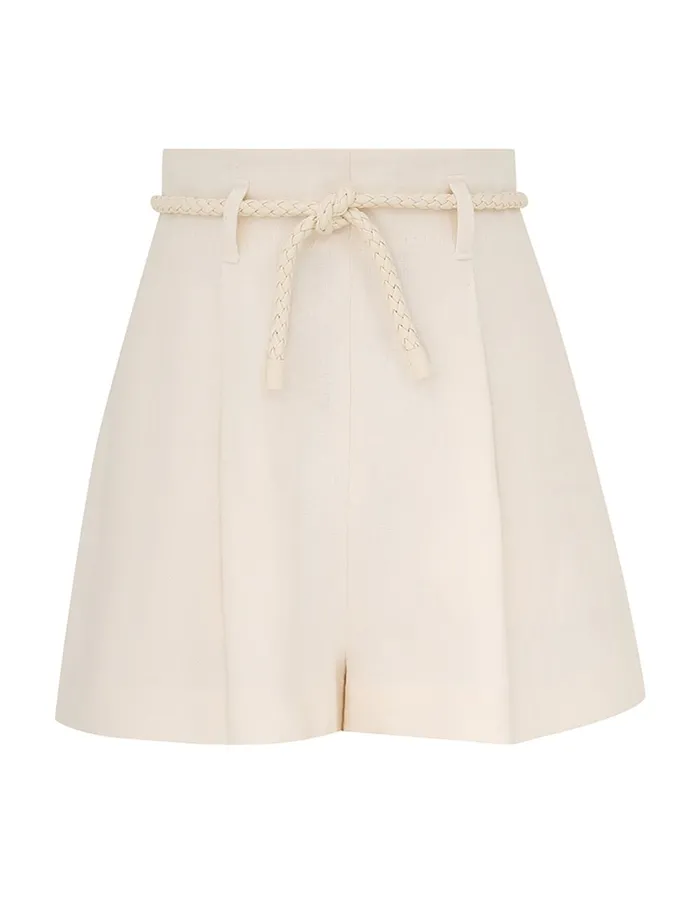 Women Shorts and Pants Zimmermann Crush Linen Tuck Short Cream