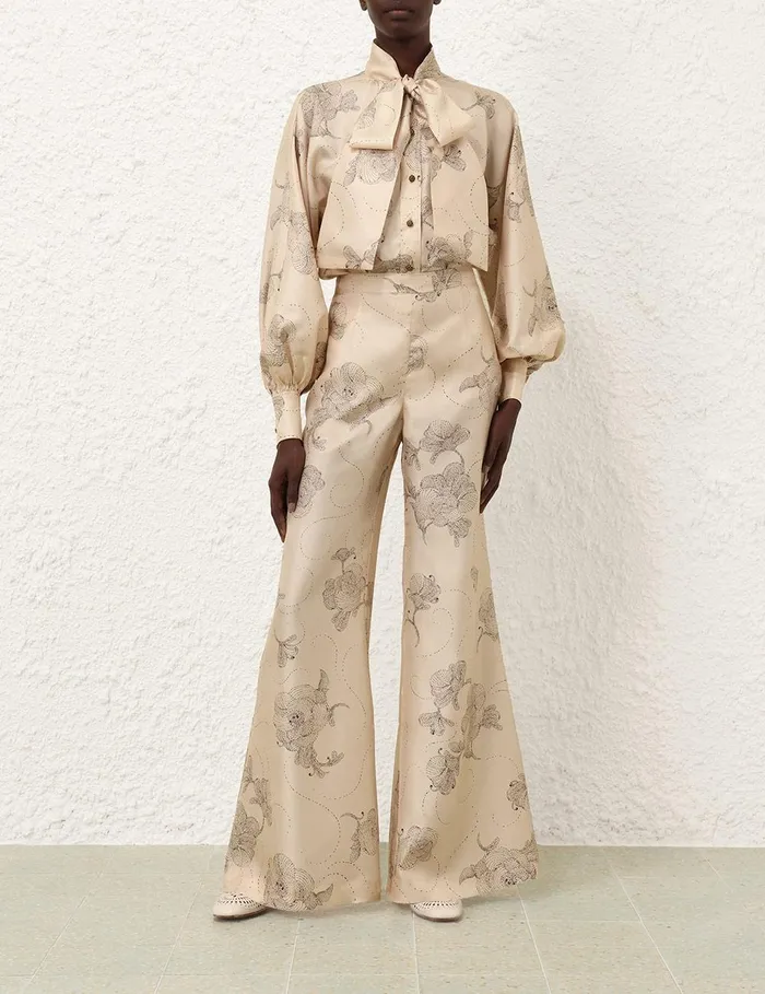Women Shorts and Pants Zimmermann Eden Flare Pant Tea Sketch