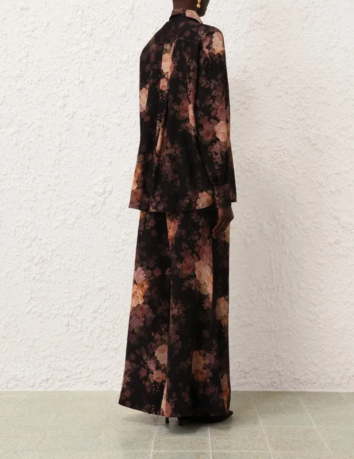 Women Shorts and Pants Zimmermann Illustration Tuck Pant Black Rococo Floral