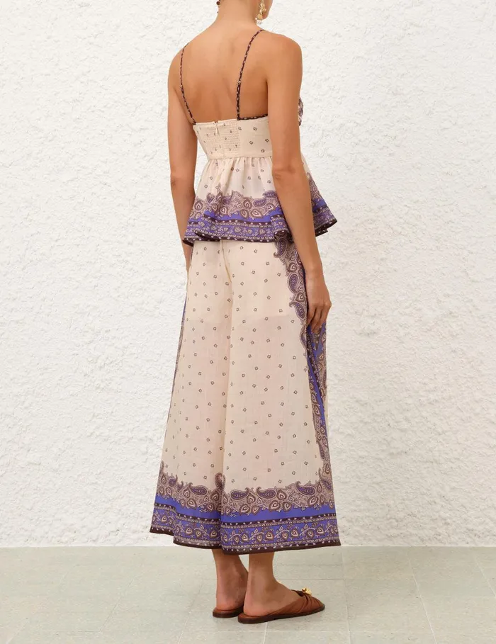 Women Shorts and Pants Zimmermann Maxine Wide Leg Cropped Pant Purple Paisley