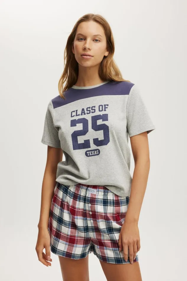 Women Shorts Cotton On Flannel Boyfriend Boxer Short Stephanie Check Blue