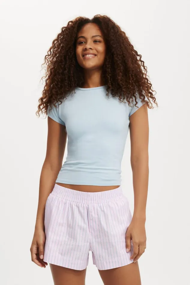 Women Shorts Cotton On Noah Short Pinkblue Stripe