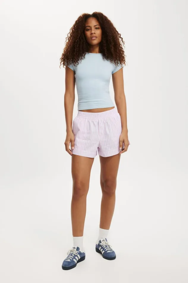 Women Shorts Cotton On Noah Short Pinkblue Stripe