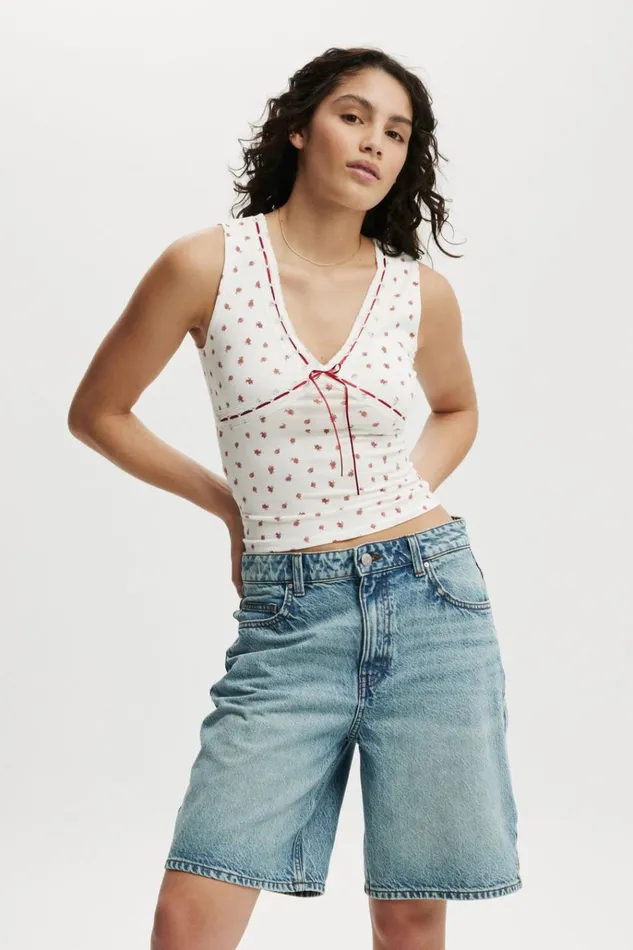 Women Shorts Cotton On Super Baggy Denim Jort Lake Blue