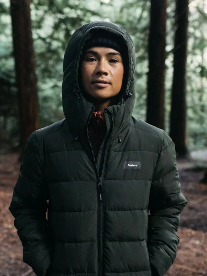 Women Sidus Insulated Jacket Darkest Olive Finisterre Jackets Coats and Gilets