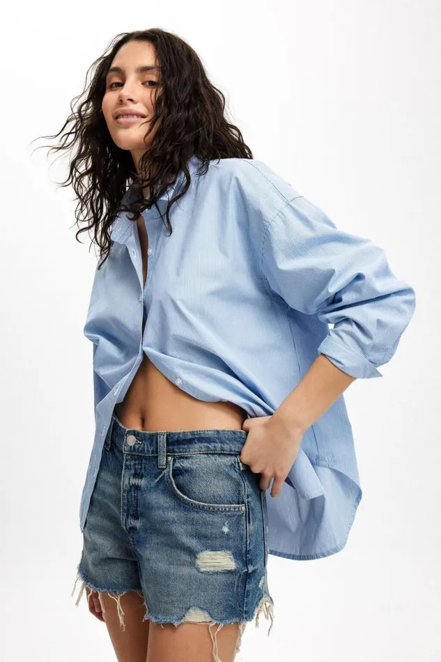 Women Skirts Cotton On Original Cut Off Denim Short Blue Dusk Rip