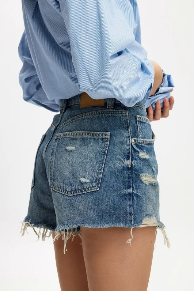 Women Skirts Cotton On Original Cut Off Denim Short Blue Dusk Rip