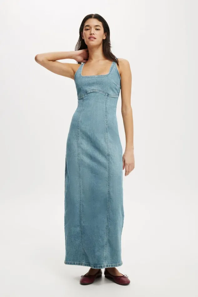 Women Skirts Cotton On Sloan Denim Maxi Dress Jewel Blue