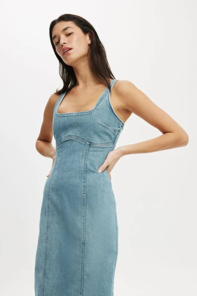 Women Skirts Cotton On Sloan Denim Maxi Dress Jewel Blue