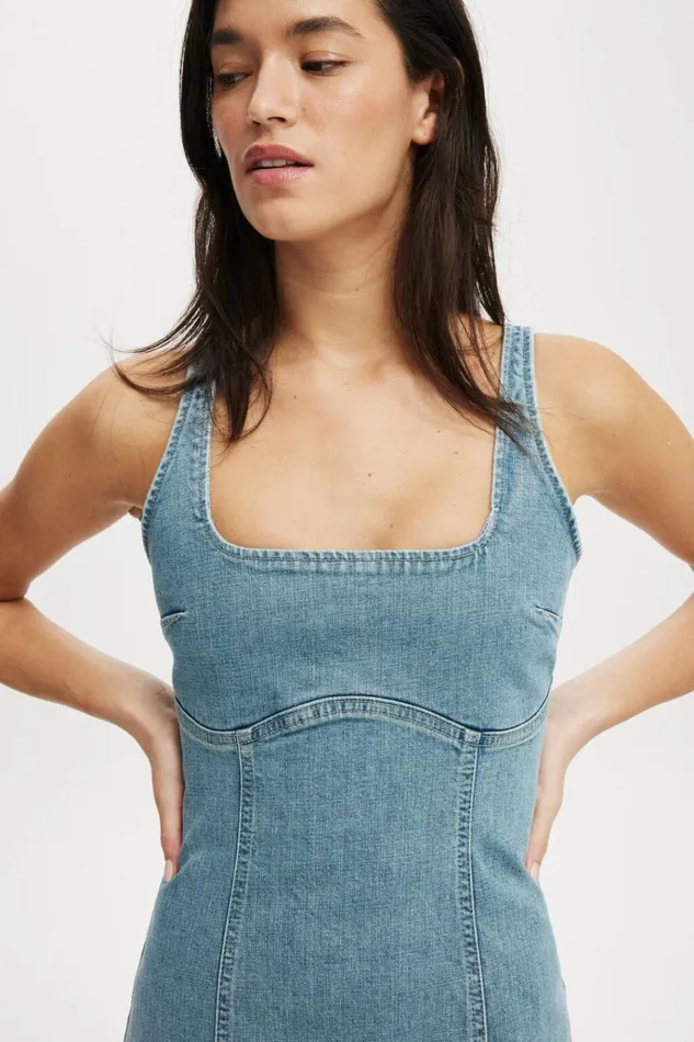 Women Skirts Cotton On Sloan Denim Maxi Dress Jewel Blue