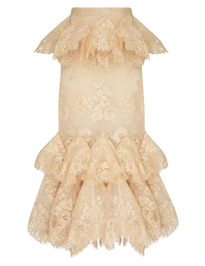 Women Skirts Zimmermann Eden Lace Handkerchief Skirt Light Tea