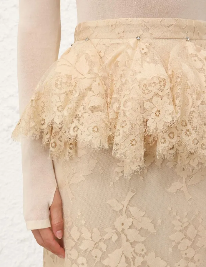 Women Skirts Zimmermann Eden Lace Handkerchief Skirt Light Tea