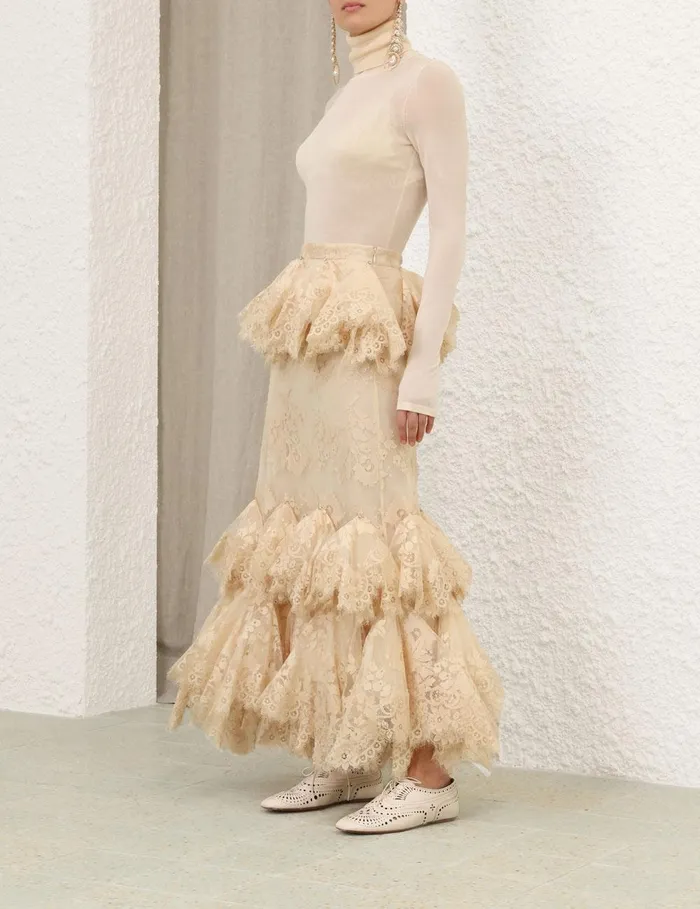 Women Skirts Zimmermann Eden Lace Handkerchief Skirt Light Tea