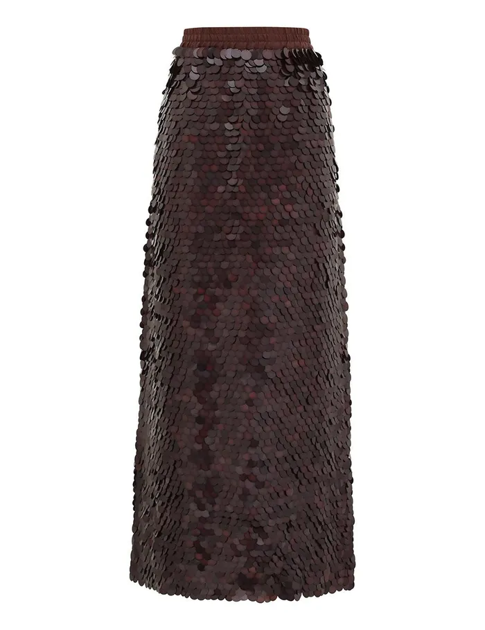 Women Skirts Zimmermann Eden Sequin Maxi Skirt Mahogany